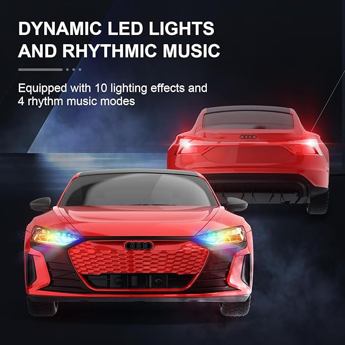 DOUBLE E Audi RS e-tron GT RC Car 1:16 Scale Model New Energy Remote Control Car Automatic Parking Led Lights & Sound Gifts for 6 7 8+ Year Old Boys Girls