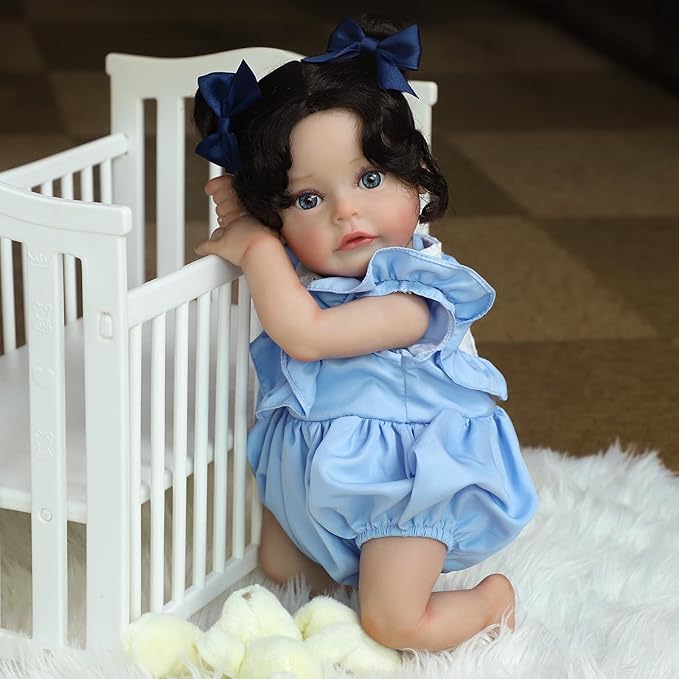 SCOM Reborn Baby Dolls Girl, 18Inch Newborn Baby Doll with Soft Weighted Cloth Body, Lifelike Reborn Toddler With Realistic Veins, Advanced Painted Baby Doll Accessories Gift Set for Kids Girls Age 3+