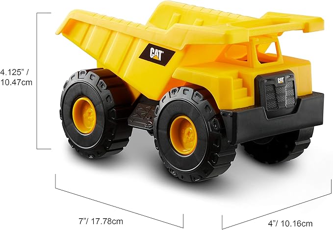 CAT Construction Toys, Mini Crew 3-Pack 7”, Push-Powered Yellow Construction Vehicle Toys, Includes Dump Truck, Wheel Loader, and Excavator for Kids and Toddlers Ages 2+