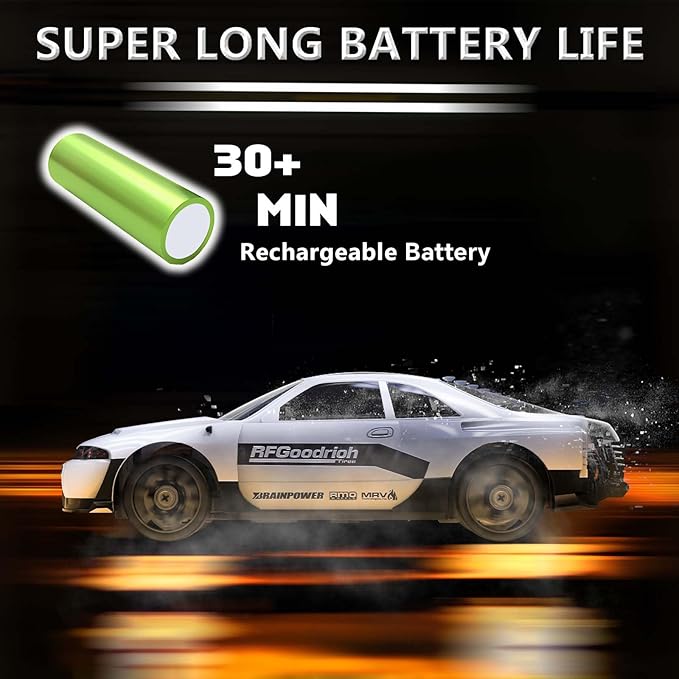 RC Drift Car 1:24 Remote Control Car 4WD 15KM/H High Speed Racing Sport Car with LED Lights RC Cars Toy Cars for Kids Boys Girls Adults Gifts Birthday Christmas Rechargeable Batteries