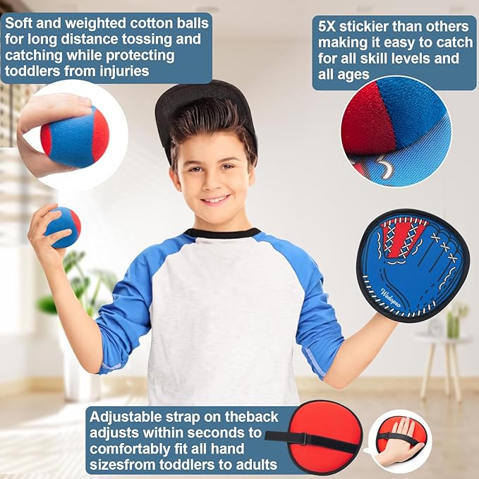 Toss and Catch Ball Game, Kids Toddler Baseball Glove & Catch Ball Toys, Kids Outdoor Games for Family, Toys for Beach Pool Yard Outside, Birthday Gift for Ages 3 4 5 6 7 8-12 Year Old Boys Girls