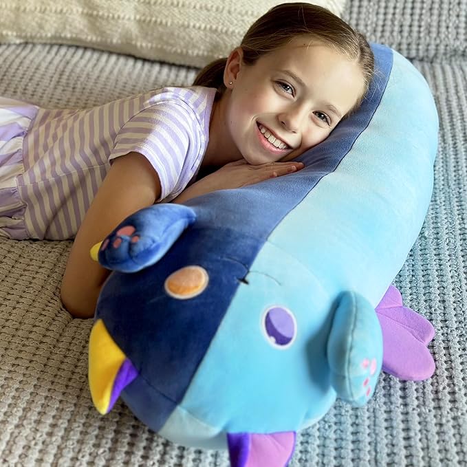 41.7Inch Long Cat Plush Pillow, Soft Kawaii Long Cat Stuffed Animal, Blue Cuddle Pillow Gift for Kids, Girlfriend, Birthday, Thanksgiving, Christmas