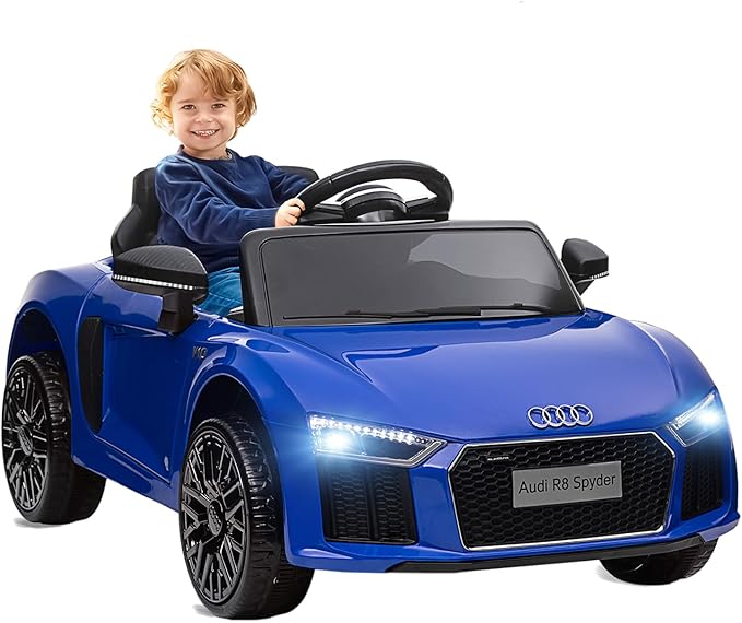 Licensed Audi 12V Kids Ride-On Car | Electric Car with Remote Control for Boys and Girls | 4-Wheel Design, LED Headlights, Music, and Horns