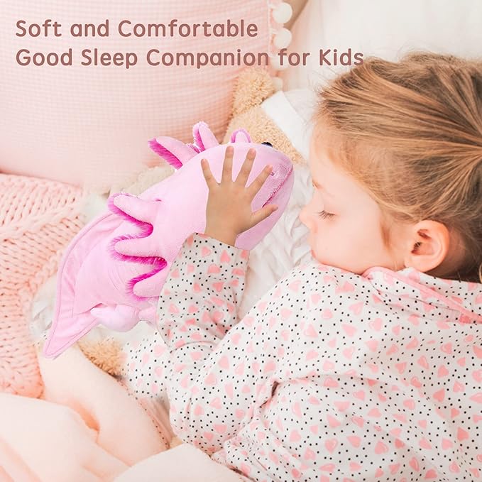 Simulation Pink Axolotl Plush Toy, Cute and Soft Zippered Blue Axolotl Set Stuffed Animal Plush Toys for Kids Boys and Girls Gifts, Room Decor