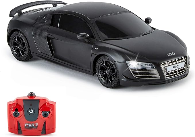 CMJ RC Cars Audi R8 GT RC Remote Control Car Limited Edition Black 2.4Ghz 1:24. Licensed RC Car Series for Girls and Boys Age 8 9 10 11 12 Years Holiday Ideal Gift (Black)