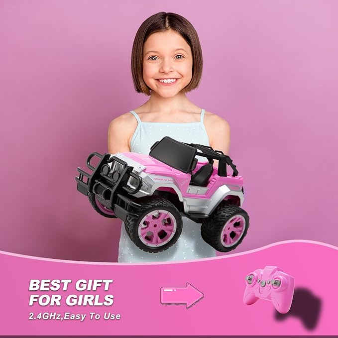 Remote Control Car for Girls, Pink RC Car with Doll and Sticker for Ages 6-10 Years Old Girls, 80 mins with Rechargeable Battery, 1:16 Scale 2.4Ghz, ,OX11S Perfect Christmas Birthday Gifts for Grils