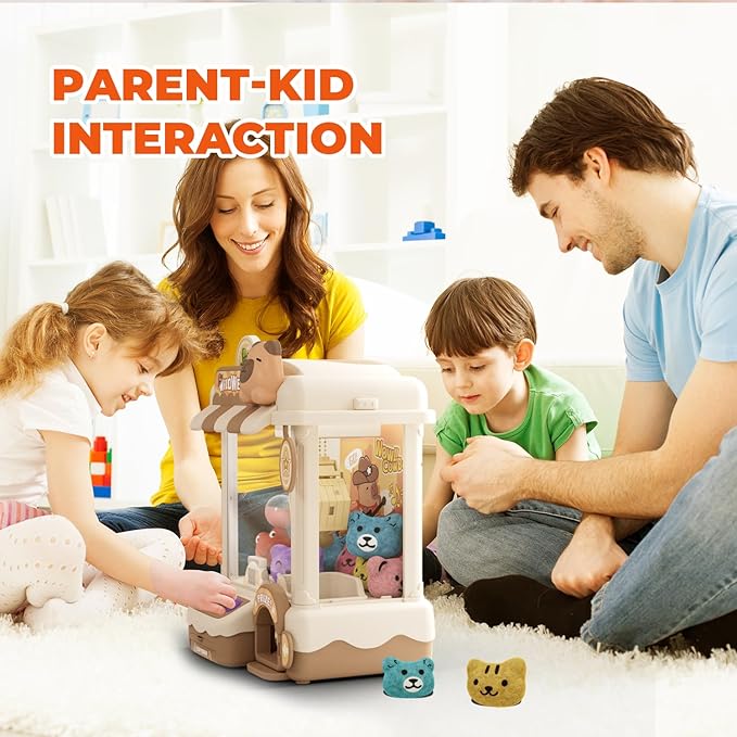 Mini Claw Machine for Kids, Cute Capybara Vending Machine for Girls Age 5-6, Candy Grabber Dispenser with Plush Toy and Capsule for Boys, Birthday Gifts for Age 3+, Perfect for Family, Party