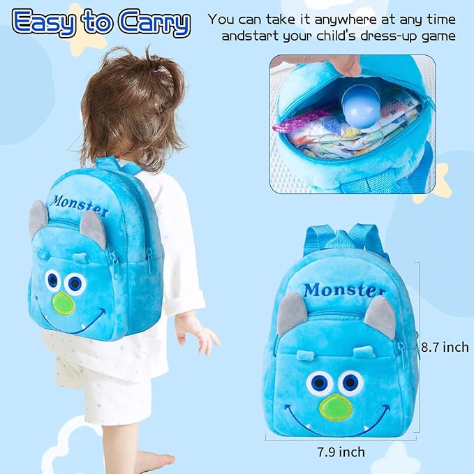 PEDOLLTREE 12 Pcs Set Reborn Baby Dolls Clothes Outfit Accessories Blue Dinosaur Set for 17-22 Inch Reborn Doll Newborn Boy with Monster Backpack Diaper