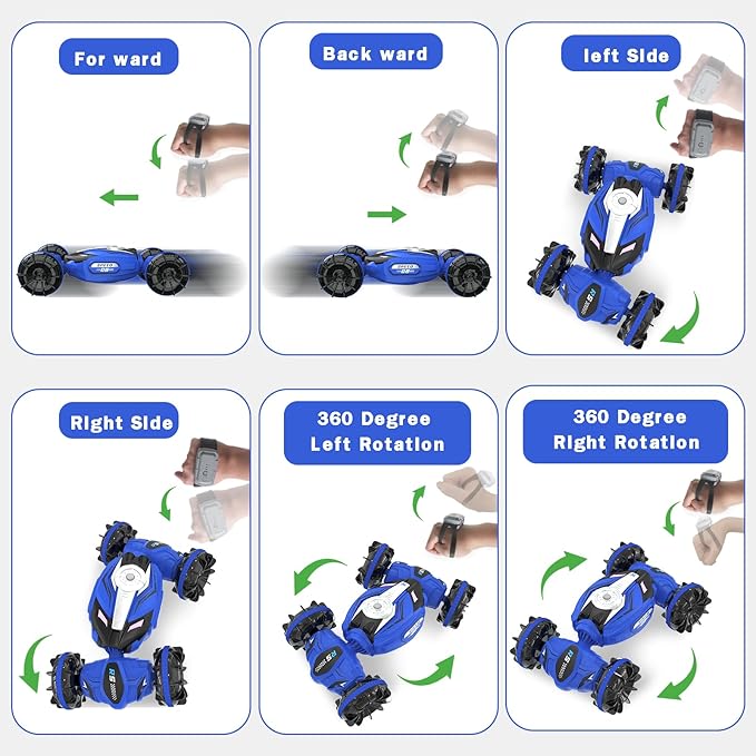 FEIMUOSI Amphibious RC Car - 4WD Gesture RC Stunt Car 2.4 GHz Transforms Waterproof Vehicle - Toys for 6-8 Year Old Boys, All Terrain Summer Beach Pool Toys for Kids Ages 5-7 6-8 8-13