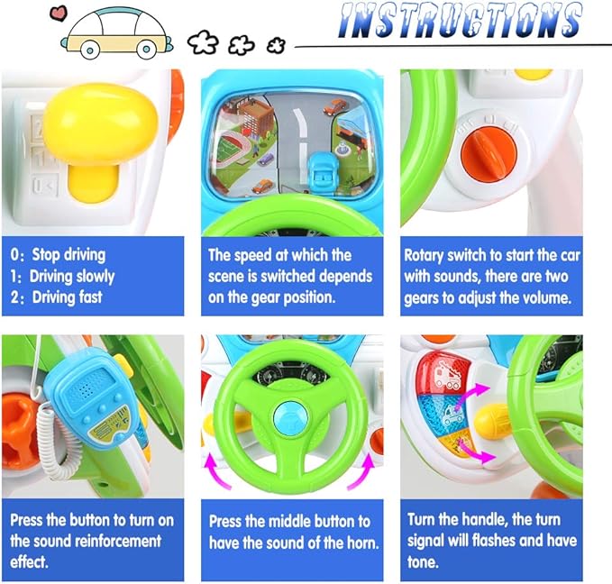 AMOSTING Pretend and Play Ride On Toys for Toddler Boys Girls Learning & Educational Baby Driver Toy Cars for Preschool Kids