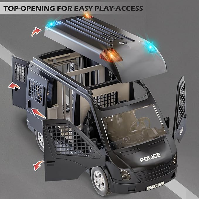 Doloowee Police Car Toy Truck for Kids 3-8, Large Toy Cars with Lights & Sounds, Emergency Vehicle Toddler Toys, Law Enforcement Role Playset, Play & Learn Toddler Toys Ages 3 4 5 6 7 8 9 10 11 12