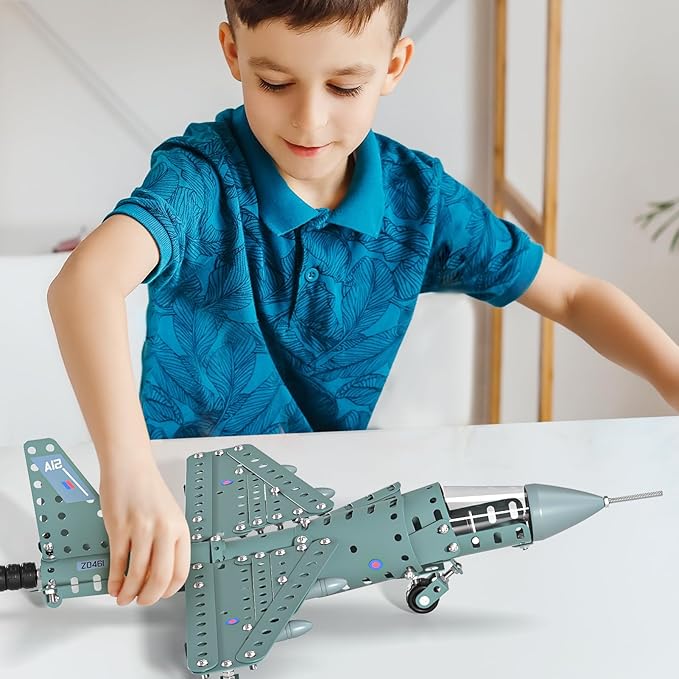 Model Airplane STEM Building Projects Toys - DIY Building STEM Projects Toys for Kids Boys Girls Ages 8-12-16, Assembly Science Kit Model Plane Birthday Gift Toys for Kids Boys 8 9 10 11 12 Years Old