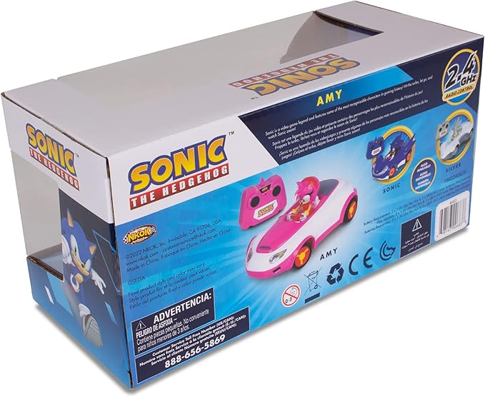 Sonic Team Racing RC: Amy Rose - NKOK (683), 1:28 Scale 2.4GHz Remote Controlled Car, 6.5' Compact Design, Officially Licensed Sega The Hedgehog, Battery Powered, Ages 6+