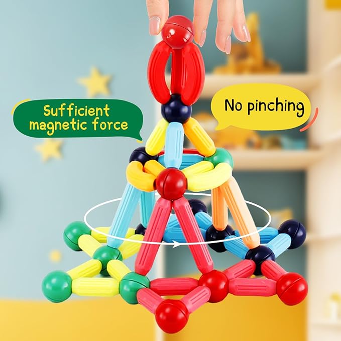 Magnetic Building Blocks Montessori Magnet Toys for Toddlers Kids, Preschool Learning STEM Sensory Toys for 3 Year Old Boys & Girls Gifts-Starter Set
