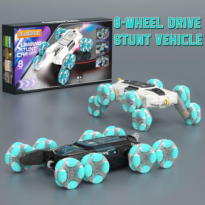 8WD Gesture Sensing Stunt Rc Cars Toys for Boys Age 6-13, Hand Remote Control Climbing Car, Toy for Kids 6 7 8 9 10 11 12+ Years Old Christmas Birthday Coolest Best Gift Ideas for Boy (Black)