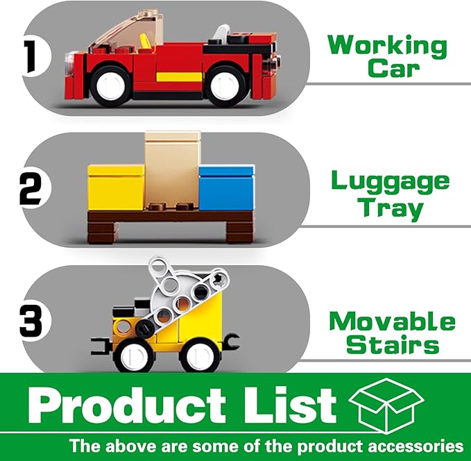 City Cargo Plane Building Set, Plane City Kits Building Blocks with Car, Luggage Tray, Movable Stairs, Compatible with Lego Plane Airport, Airplane Model Toys Gifts for Adults Boys Girls 6-12