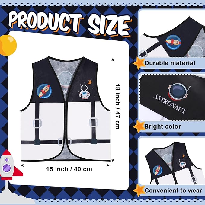 Panitay 12 Pcs Kids Community Helper Dress up Vest, Boy & Girl Career Cosplay Party Costume for Toddlers Occupation Role Play