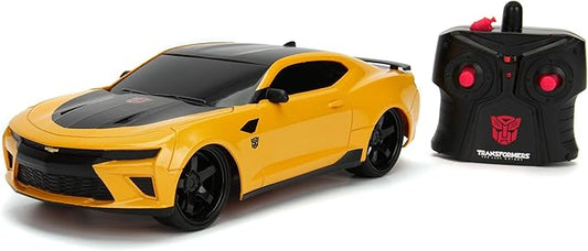 JADA Toys Transformers The Last Knight Bumblebee 2016 Chevy Camaro RC Car, 1:16 Scale Remote Control Vehicle, Yellow & Black (30332)