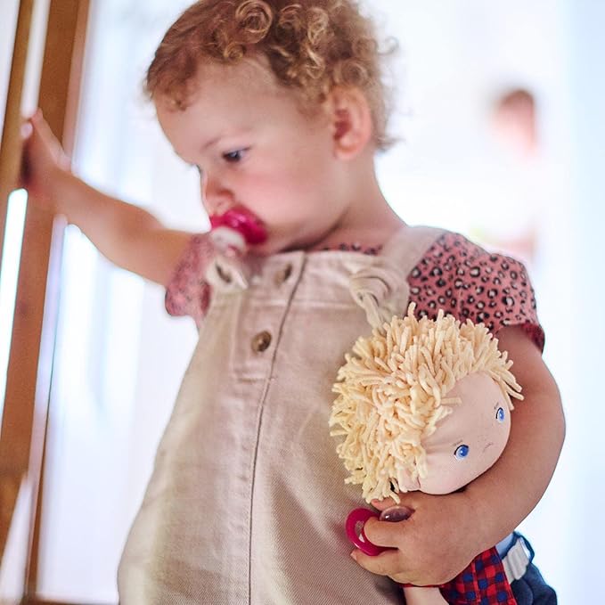 HABA Nick 12" Soft Doll - Baby Boy Doll with Blonde Hair and Blue Eyes (Machine Washable) Perfect Plush Toy for 18 Months & Up