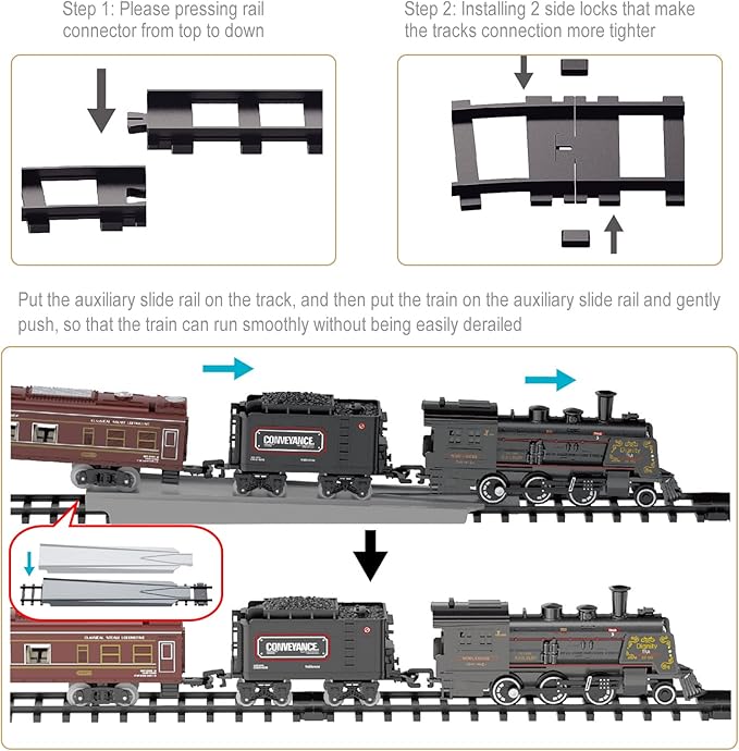 Electric Train Sets for Boys Girls Metal Alloy Christmas Trains Toys Steam Locomotive, Passenger Carriages, Tracks, Light & Sounds Rechargeable Birthday Gifts for Kids 3 4 5 6 7 8 + Years Old Green …