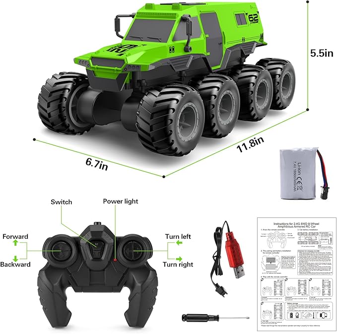RC Trucks 8WD Offroad Waterproof,50Mins Playing Time Battery,1: 12 Large Remote Control Monster Truck for Boys Girls,Amphibious Gift Toy for Kids Age 6 7 8 9 10 11