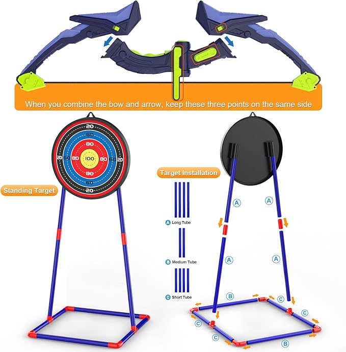 2 Pack Bow and Arrow Set for Kids, Light Up Archery Set with 14 Suction Cup Arrows, Archery Targets Outdoor Games for Kids Ages 4-8 8-12, Birthday Gifts Toys for 5 6 7 8 9 10 11 12 Year Old Boys Girls