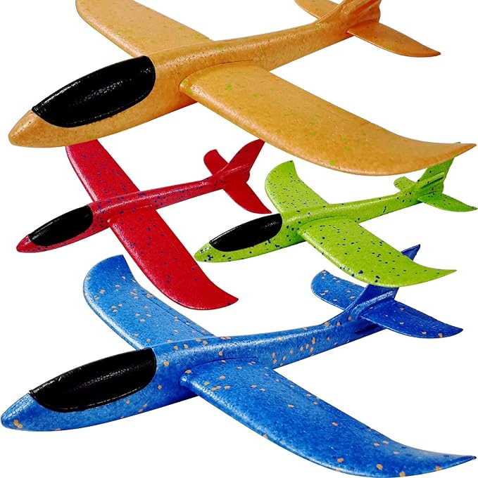 Upgrade 17.5" Large Throwing Plane, 2 Flight Mode Glider, Kids' Foam Airplane Gifts for 3-7 Year Olds, Outdoor Sport Toys Birthday Party Favors