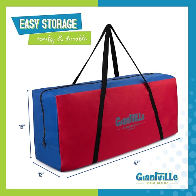 Giantville Giant 4 in a Row Connect Game + Storage Carry Bag - 4" Wide X 3.5" Tall - Oversized Jumbo Sized Entertainment for Outdoor/Indoor Play for Kids & Adults - Durable Waterproof - 2024 Version