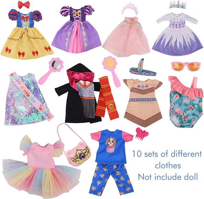 20 PCS Glitter American Girl Clothes, for 14" Baby Doll Clothes and Accessories (14 inch Doll Girl Clothes)