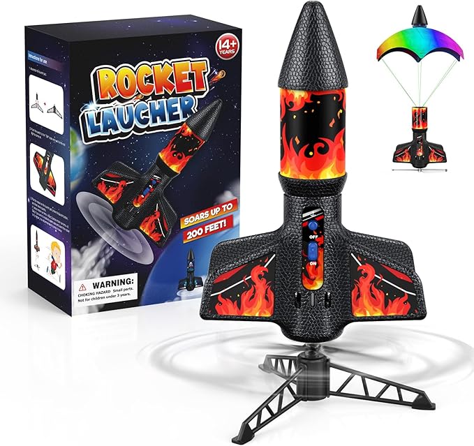 Rocket Launcher, 200 Feet of Flight Altitude, Model Rocket Kits with Launch Set, Ultra-high Flying Rocket, Rocket Toy, Kids Outdoor Toys, Gift for Kids Ages 8-12 Children's Day Gift - Red