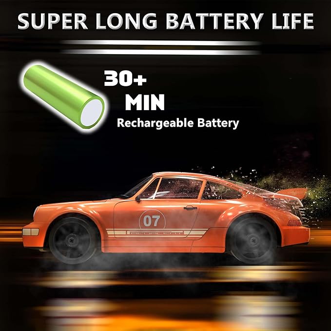 RC Drift Car 1:24 Remote Control Car 4WD 15KM/H High Speed Racing Sport Car with LED Lights RC Cars Toy Cars for Kids Boys Girls Adults Gifts Birthday Christmas Rechargeable Batteries