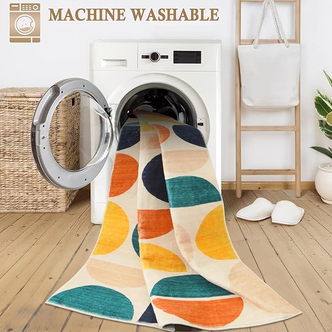 Lahome Boho Area Rug, 3X5 Rug for Bedroom Non-Slip Colorful Rugs, Soft Foldable Washable Rug Low-Pile Throw Rugs for Living Kids Dining Room Classroom Office Entryway(Blue/Mulit,3'x5')