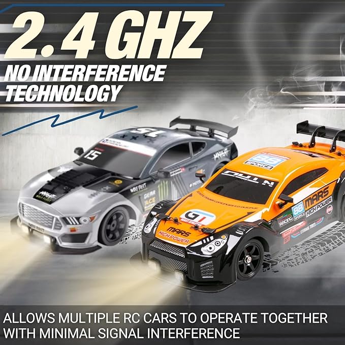 Liberty Imports RC Drift Car 1/16 2.4GHz 4WD Remote Control Sport Racing On-Road Vehicle with LED Light, Batteries and Drift Tires (White)