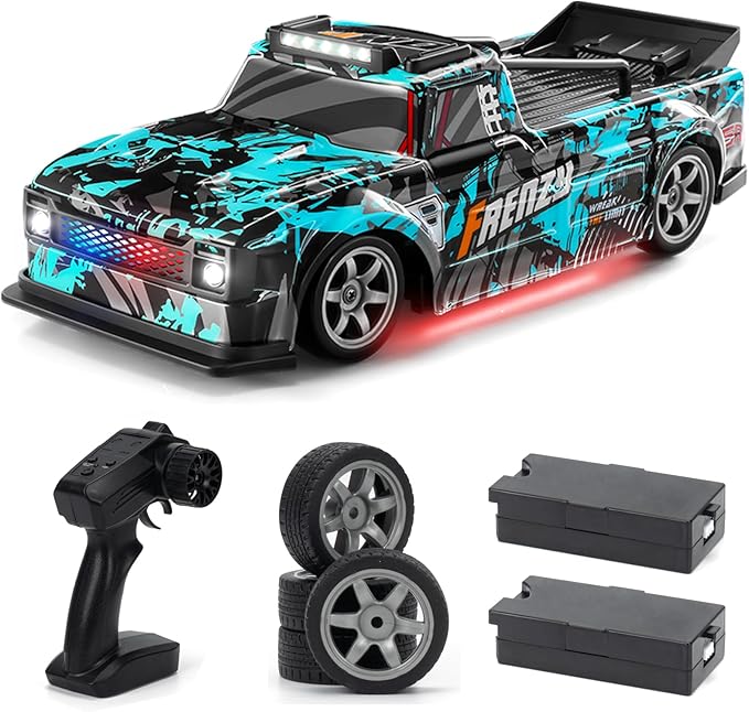 ACAMMZAR 1:16 RC Drift Car, 25KM/H 4WD High Speed Remote Control Cars for Kids, with LED Lights, Two Batteries, Extra Tires, Drift RC Cars for Adults