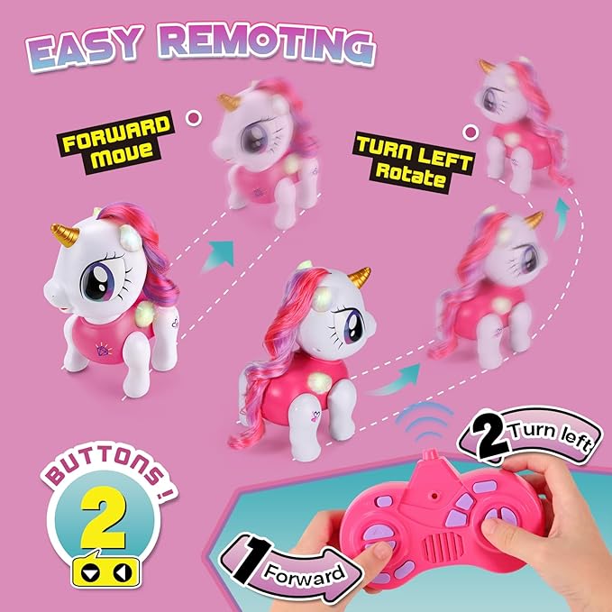 PETNEY Remote Control Robot Pets Toys for Ages 5-7，Interactive Voice Control，Rechargeable & Recordable，Touch Sensing，STEM Toy Program Treats, Walking, Dancing Robot Toys for Girls (Pink)