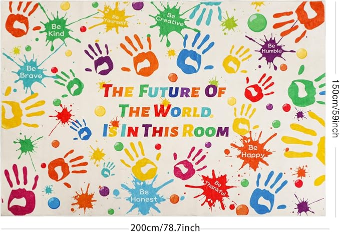 Colorful Kids Rug, Washable Area Rug for Kids Bedroom, Non-Slip Play Mat Ultra Soft Thick Indoor Plush Rugs for Playroom Classroom Nursery Decor (78.7 X 59 INCH)