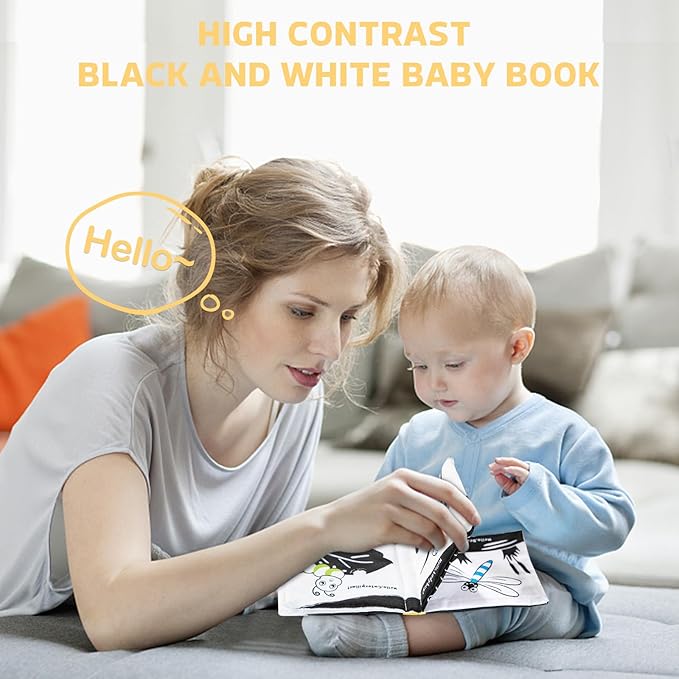 Baby Gift Set for Newborn, Bee Basket, High Contrast Baby Book Toys 0-6 Months Infant Rattle Socks Blanket Hat Onesie Baby Gifts Essentials for Girls Boys