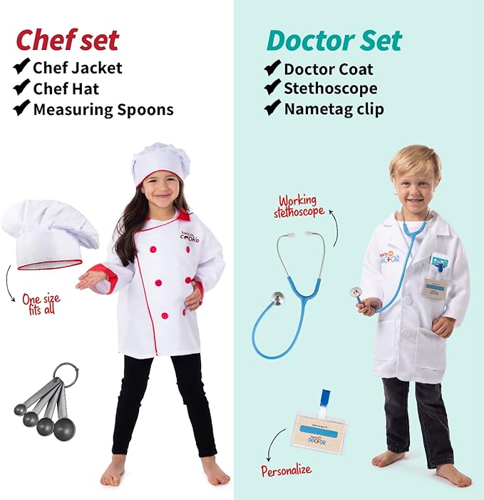 Born Toys Dress Up & Pretend Play Kids Costumes Set Ages 3-7, Washable Kids Dress Up Clothes for Play
