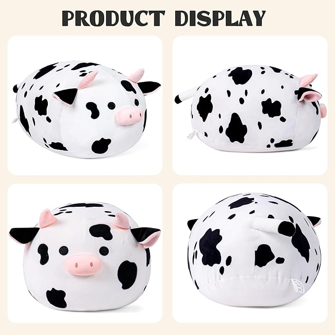 Wepop Cow Stuffed Animal Plush Toys, 20 in Cute Cow Plush Throw Pillows Soft & Cuddly Plushies Dolls Gifts for Boys Girls