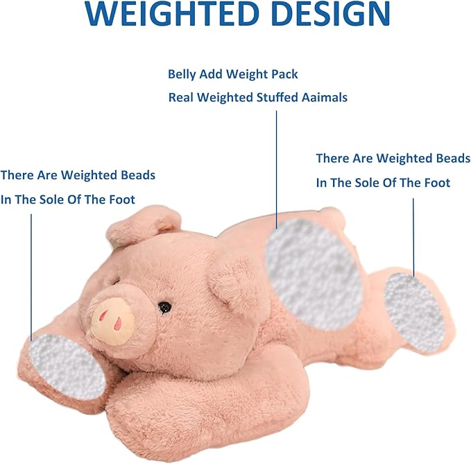 Weighted Stuffed Animals, Weighted Pig Stuffed Animal Toy Cute Pink Pig Plush Pillow for Adults Boys Girls, 11.8in