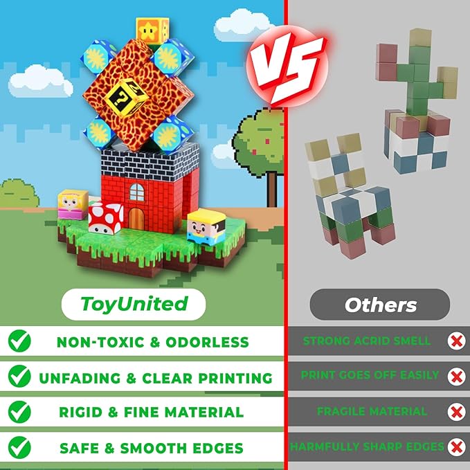 Magnetic Blocks-150 PCS Build Adventure Game Castle World Set - Magnetic Building Cubes Stacking, STEM Montessori Sensory Toys for Kids Boys Girls Ages 3 4 5 6 7 8 9 10 Eater Birthday Gifts