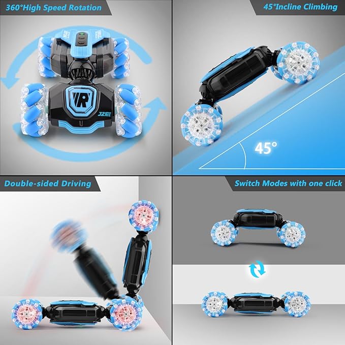 Remote Control Car for Boys: - RC Car Toys Rechargeable Transformers RC Drift Truck with Music Light Gesture Sensing Stunt Truck 360° Rotation Hand Controlled Toy Christmas Birthday Gifts for Kids