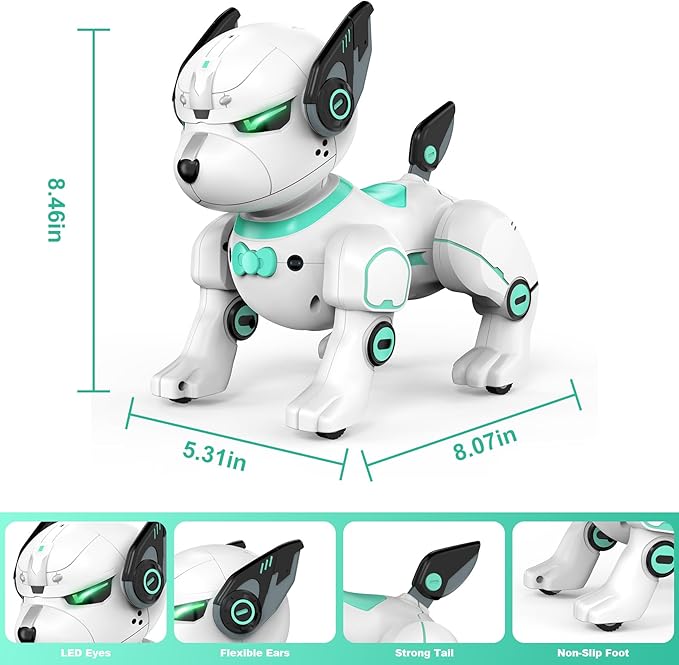 Remote Control Robot Dog Toy, RC Dog Programmable Smart Interactive Robotic Pets, RC Stunt Robot Toys Dog Imitates Animals Music Dancing Handstand Push-up Follow Functions for Boys Girls Toy Green