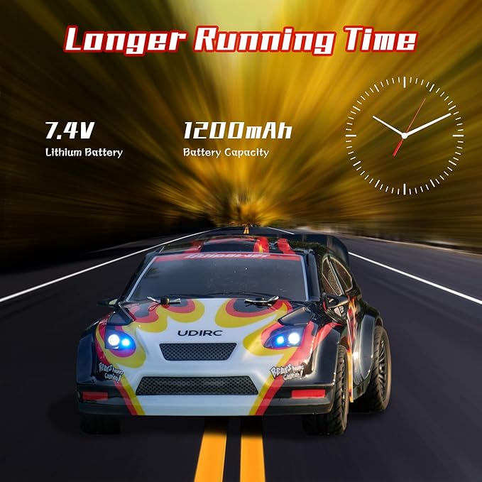 Remote Control Drifting Car 1/16 Scale, 30+MPH 4WD High Speed Drift RC Car, Speed & Steering Control Vehicle Toy with U2 Sets of Tires and Light for Kids 8-12 Years Old