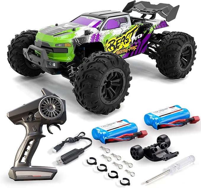 RC Car for Adults, 1:16 Scale All Terrain Fast Car, 40KM/H High Speed Vehicle with Two Rechargeable Batteries, 4WD Waterproof Off-Road Truck, 2.4 GHz Electric Racing Toy Gifts for Boys
