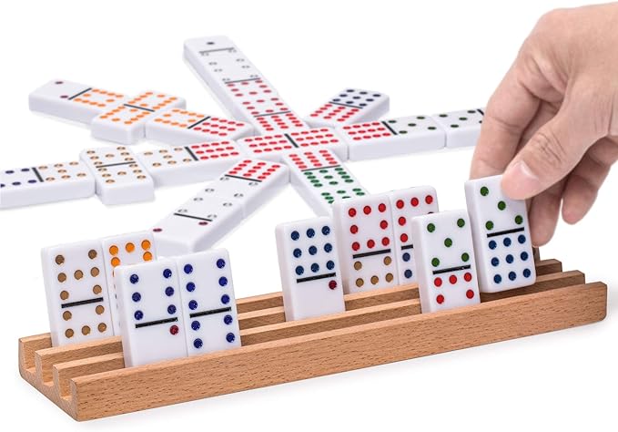 Yellow Mountain Imports 91 Tiles Double 12 Dominoes (Pips/Dots) Game Set with Wooden Case and 4 Racks