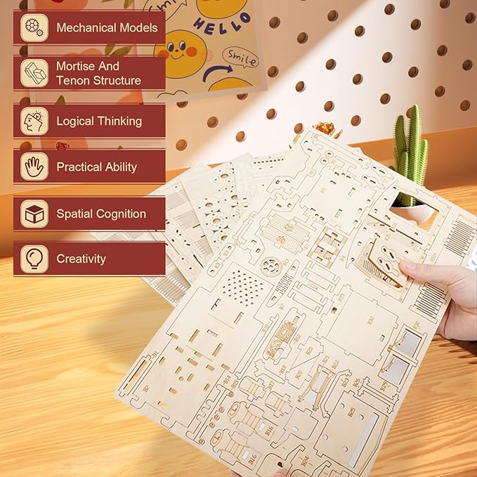 3D Wooden Puzzle for Adults, Mechanical Beach Car Puzzle, DIY Vehicle Model Building Kit Handicraft Wood Craft Hobbies Toy, Birthday for Hobbyist 14+ Family Women Men, 417 Pcs