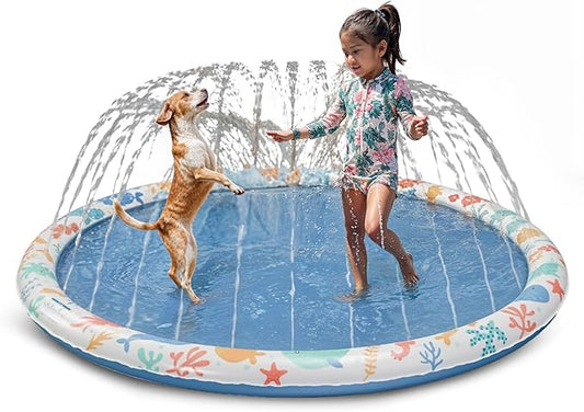 Splash Pad Sprinkler for Kids – Large 66" Non-Slip Pad, Fun Outdoor Water Toy, Toddlers and Children Ages 1-8, Durable Splash Pads for Backyard, Summer Activities, and Playtime, Best Way to Cool Off