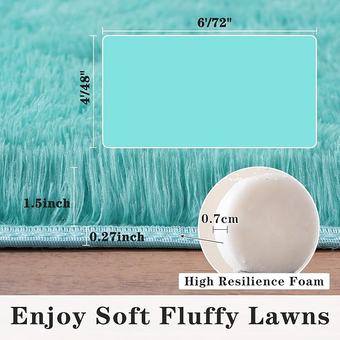 Super Fluffy Area Rug for Bedroom, Modern Shag Blue Area Rugs, Soft Plush Small Carpet for Kids,Girls Boys and Teens Decorations for Living Room Dorm Nursery Classroom, 9x12 Feet