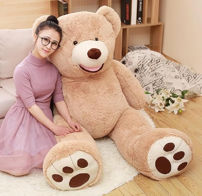 MorisMos Smile Giant Teddy Bear, 51inch Large Stuffed Bears with Big Footprints, Big Stuffed Animals Cuddly Plush Gifts for Girlfriends, Boyfriend, Brown